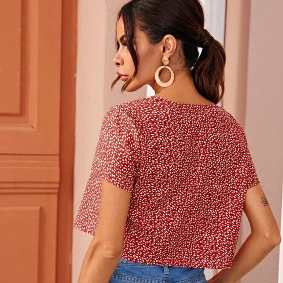 🌟3 FOR $15🌟 SHEIN Red Boho Tie Front Crop Top - Women’s Size X - Large - Picture 5 of 11